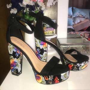 Rainbow Shops Floral Platform Heeled Sandals